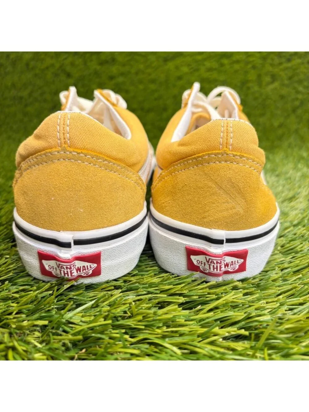 Vans Old Skool Low Womens Size 8 Yellow White Athletic Skate Shoes Sneakers